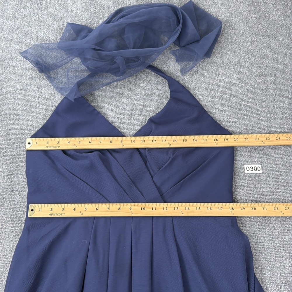 White By Vera Wang Dress Womens 16 Navy Maxis Chiffon Halter Bridesmaid Formal - Picture 5 of 12